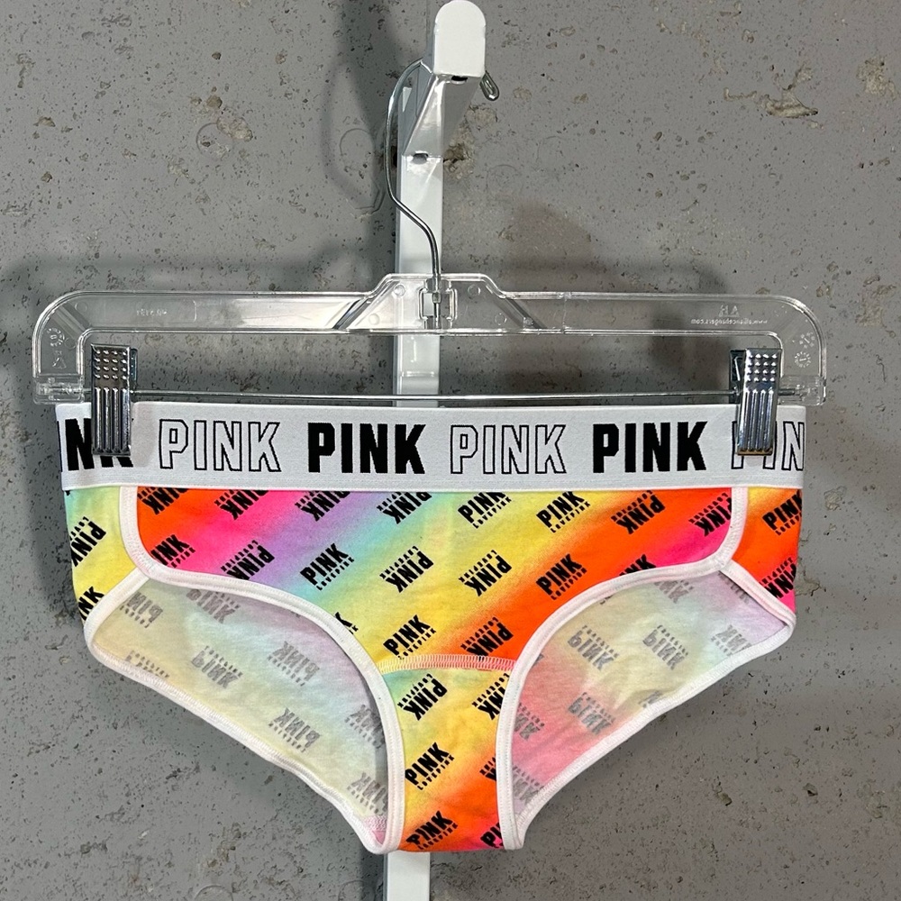 Sz S/P PINK Victoria's Secret Rainbow Hipsters Block Color Briefs